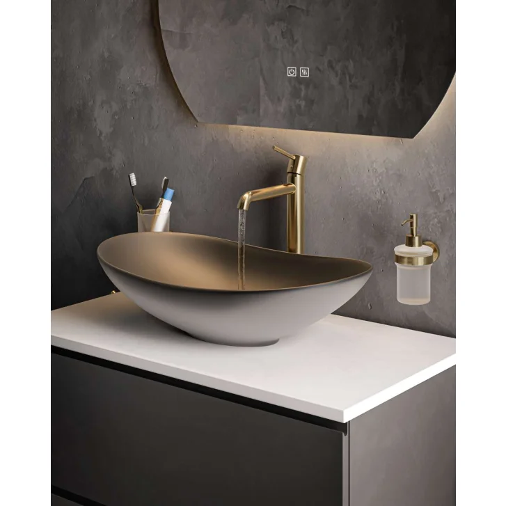 kielle Oudee - Dávkovač mydla s držiakom, matné sklo/brushed gold 40102036