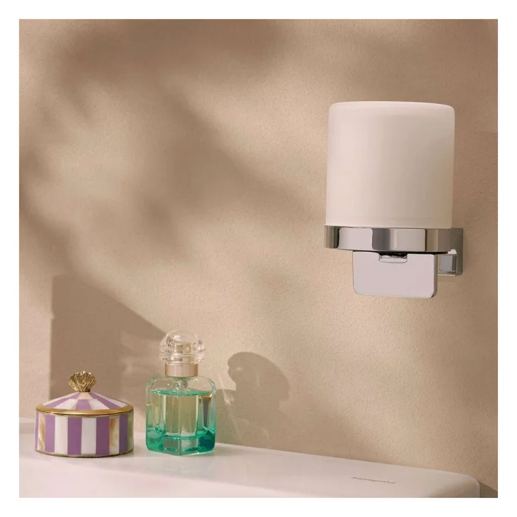 Hansgrohe AddStoris S - Dávkovač mydla s držiakom, matné sklo/chróm 41765000
