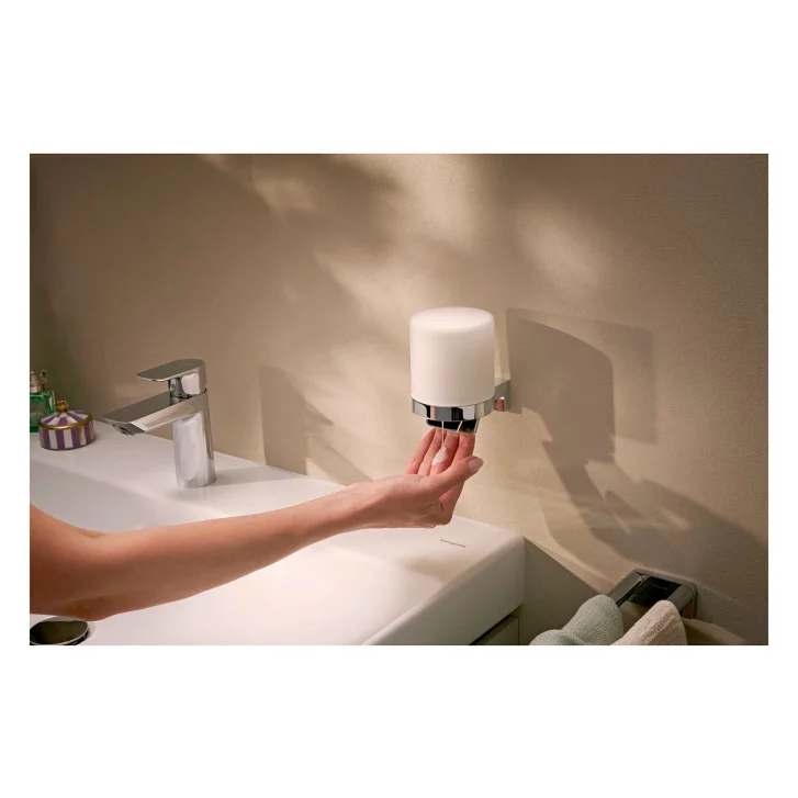 Hansgrohe AddStoris S - Dávkovač mydla s držiakom, matné sklo/chróm 41765000