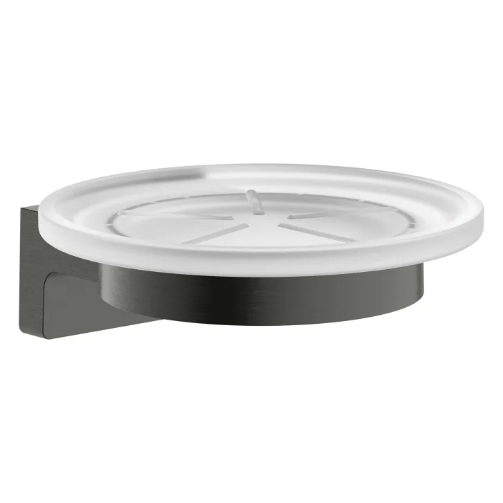 Hansgrohe AddStoris S - Mydlovnička s držiakom, matné sklo/kefovaný čierny chróm 41766340