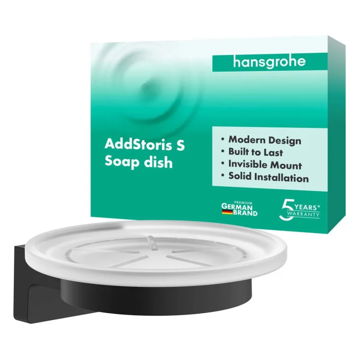 Hansgrohe AddStoris S - Mydlovnička s držiakom, matné sklo/matná čierna 41766670
