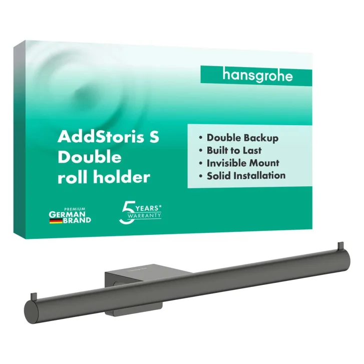 Hansgrohe AddStoris S - Držiak toaletného papiera dvojitý, kefovaný čierny chróm 41768340