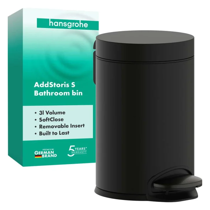 Hansgrohe AddStoris - Odpadkový kôš 3 l, Soft Close, kefovaný čierny chróm 41775340