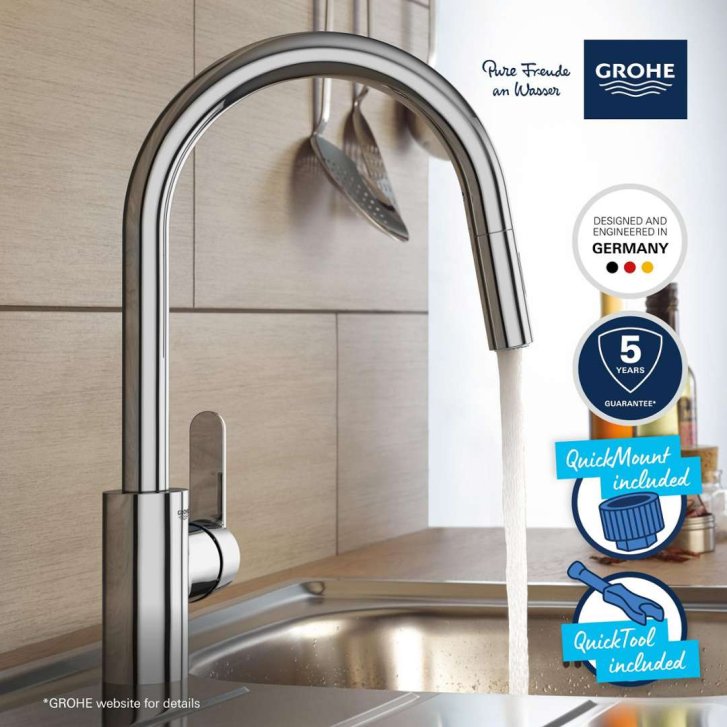 Grohe Get - Drezová batéria s výsuvnou spŕškou, chróm 31484001