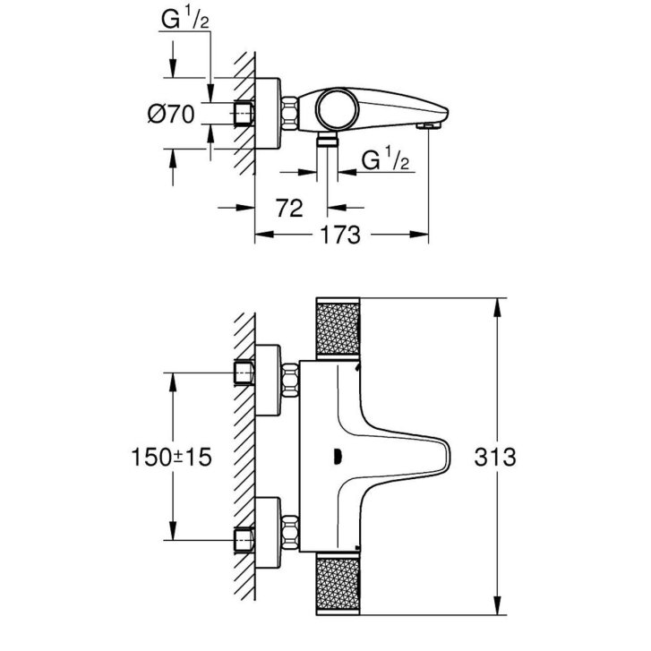 Grohe Precision Feel - Termostatická vaňová batéria, chróm 34788000