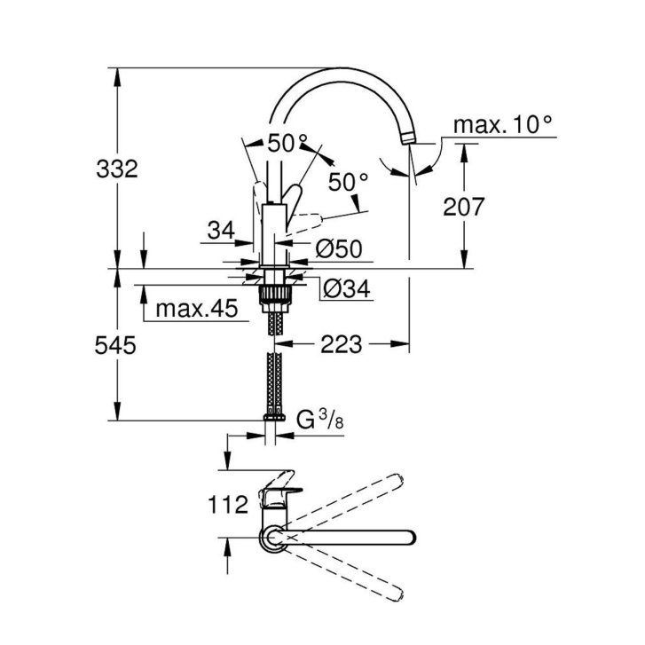 Grohe Start Curve - Drezová batéria, chróm 31554001