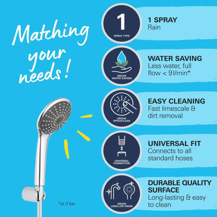 Grohe Vitalio Joy - Set sprchovej hlavice, držiaku a hadice, chróm 27324000