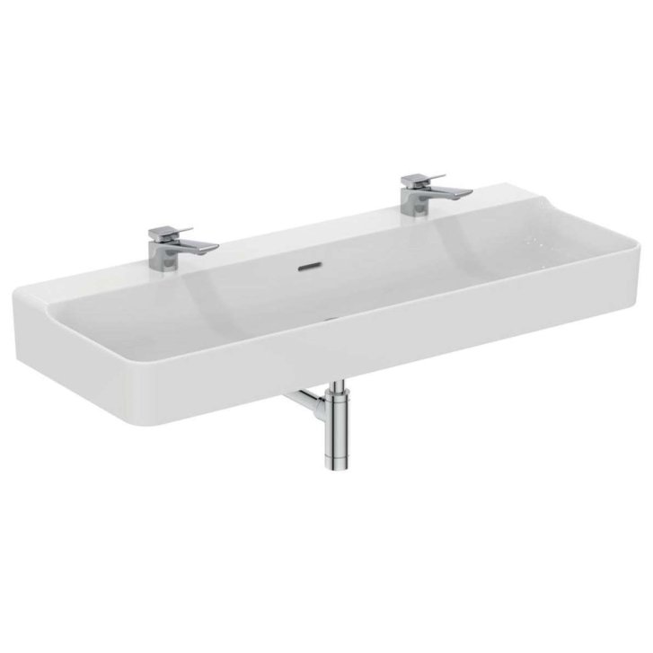 Ideal Standard Conca Ceram - Dvojumývadlo, 120x45 cm, s prepadom, otvory na batérie, biela T380301