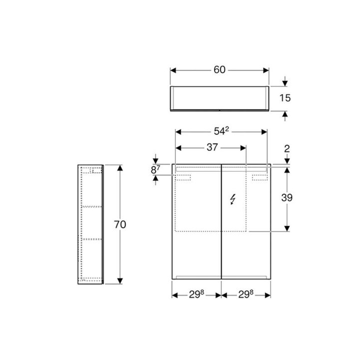 Geberit Option - Zrkadlová skrinka s osvetlením, 60x70x15 cm 500.582.00.1
