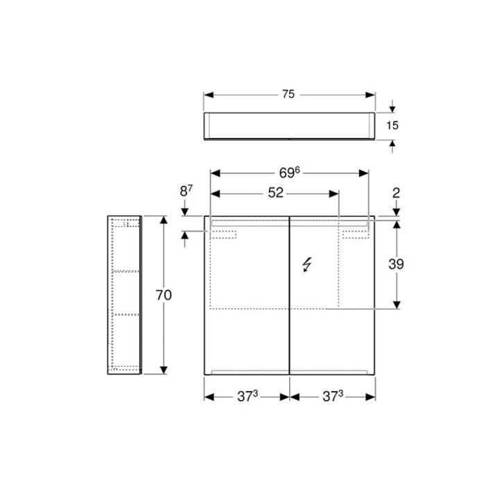 Geberit Option - Zrkadlová skrinka s osvetlením, 75x70x15 cm 500.205.00.1