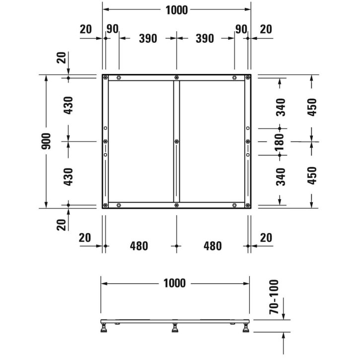 Duravit - Podpora sprchovej vaničky, 1000x900 mm 791381000000000
