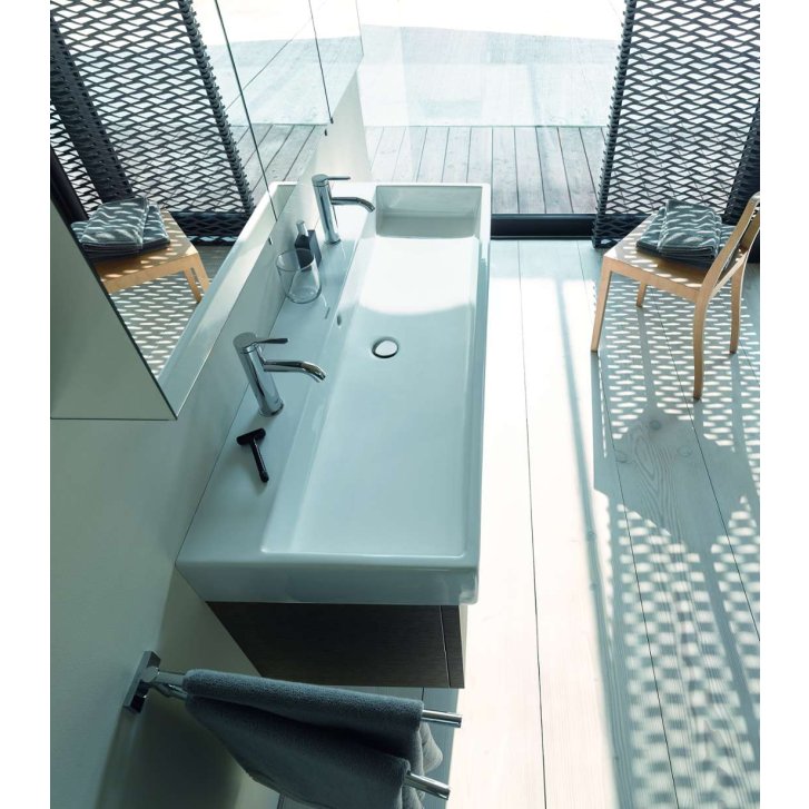 Duravit Vero Air - Dvojumývadlo, 120x47 cm, bez prepadu, s otvormi na batérie, biela 2350120043
