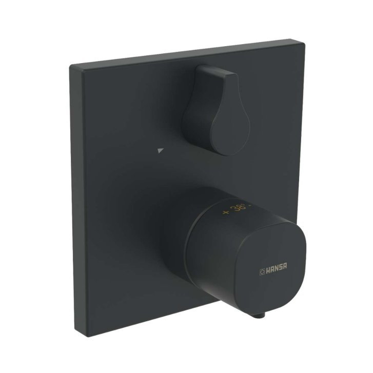 Hansa Living - Termostatická vaňová batéria pod omietku, Thermo Cool, matná čierna 8114956233