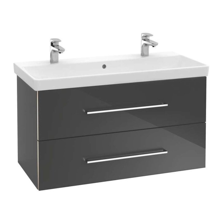 Villeroy & Boch Avento - Dvojumývadlo nábytkové, 100x47 cm, s prepadom, otvory na batérie, CeramicPlus, Stone White 4156A4RW