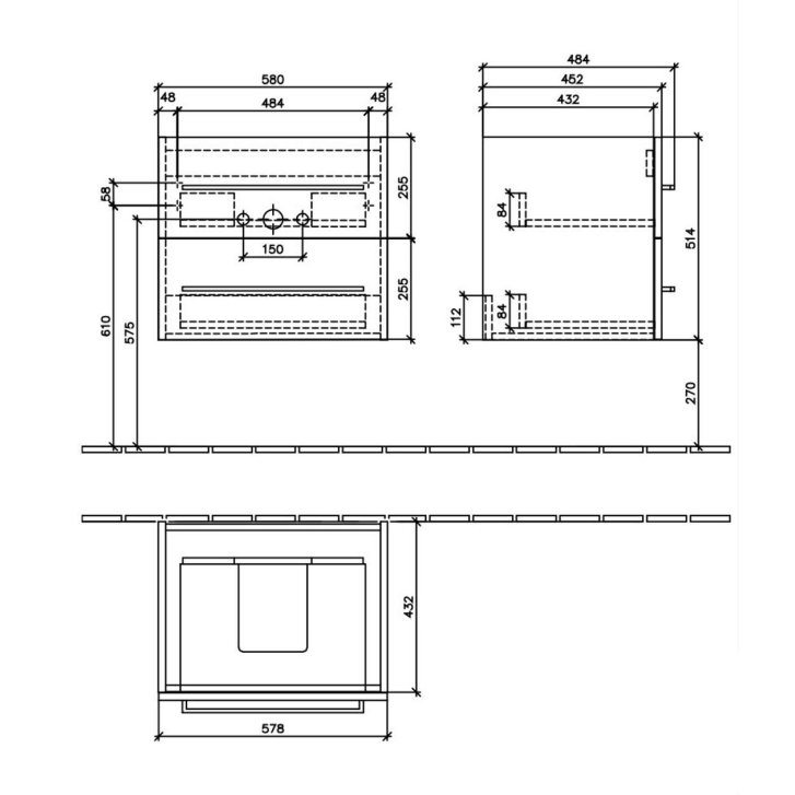 Villeroy & Boch Avento - Umývadlová skrinka, 58x51x45 cm, 2 zásuvky, Stone Oak A88900RK