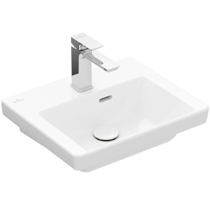 Villeroy & Boch Subway 3.0 - Umývadielko nábytkové, 45x37 cm, s prepadom, otvor na batériu, CeramicPlus, alpská biela 4370FKR1