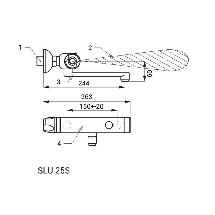 Sanela - Elektronická termostatická umývadlová batéria, napájanie 24 V DC, rozstup 100 mm, nerezová/chróm SLU 25SK