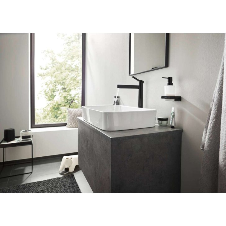 Hansgrohe AddStoris - Dávkovač mydla s držiakom, matné sklo/čierna mat 41745670