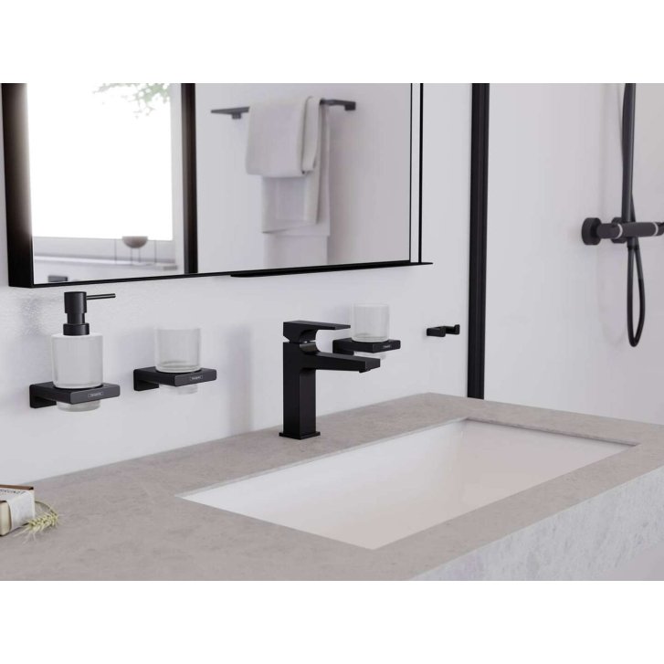 Hansgrohe AddStoris - Dávkovač mydla s držiakom, matné sklo/čierna mat 41745670