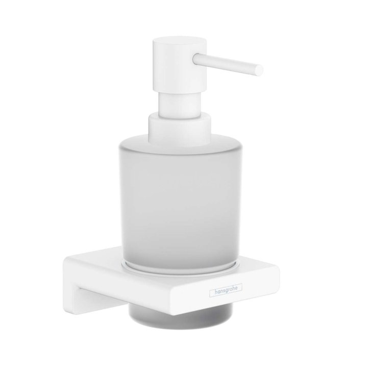 Hansgrohe AddStoris - Dávkovač mydla s držiakom, matné sklo/biela mat 41745700