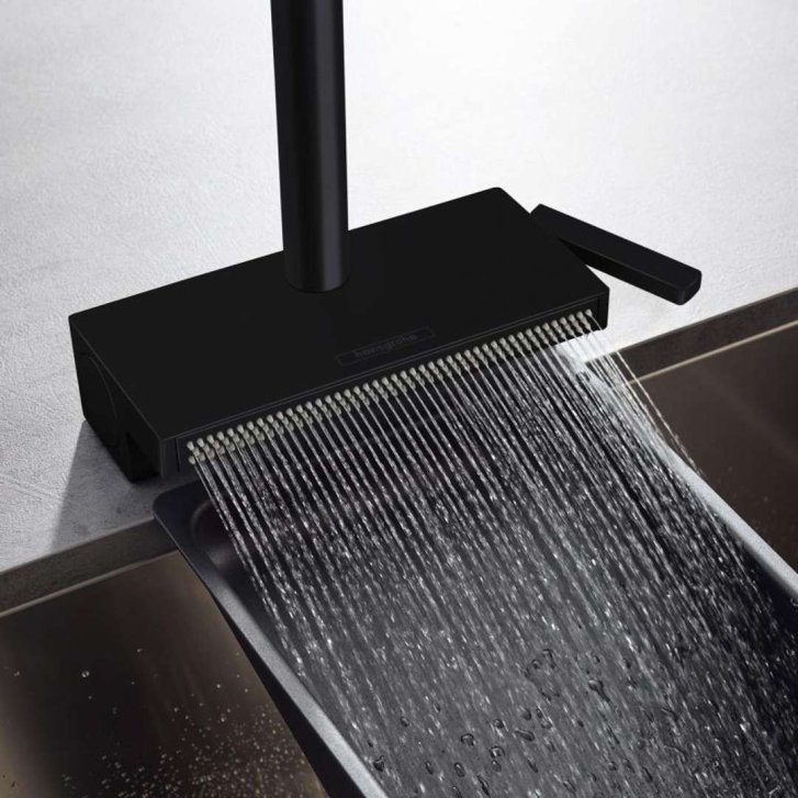 Hansgrohe M81 - Drezová batéria Aquno Select 250, s výsuvnou koncovkou a plochým sprchovým prúdom, sBox, matná čierna 73830670