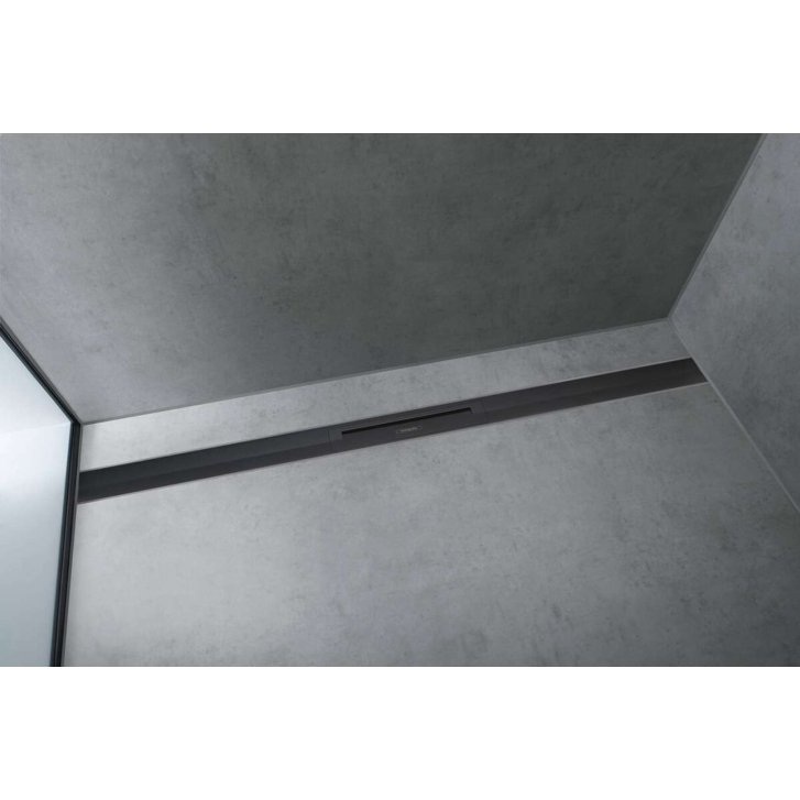 Hansgrohe RainDrain Flex - Lineárny sprchový žľab s nerezovým roštom 1000, do priestoru, skrátiteľný, matná čierna 56046670