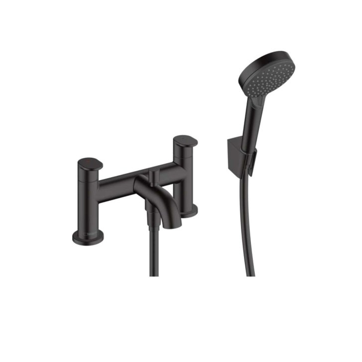 Hansgrohe Vernis Blend - Batéria na okraj vane s príslušenstvom, 2-otvorová inštalácia, matná čierna 71461670