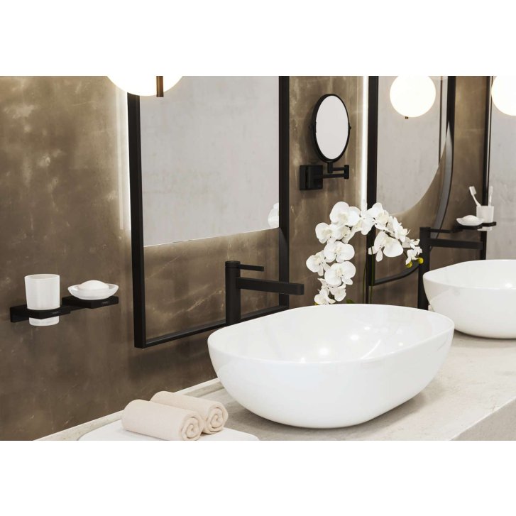 Hansgrohe AddStoris - Kozmetické nástenné zrkadlo, matná čierna 41791670