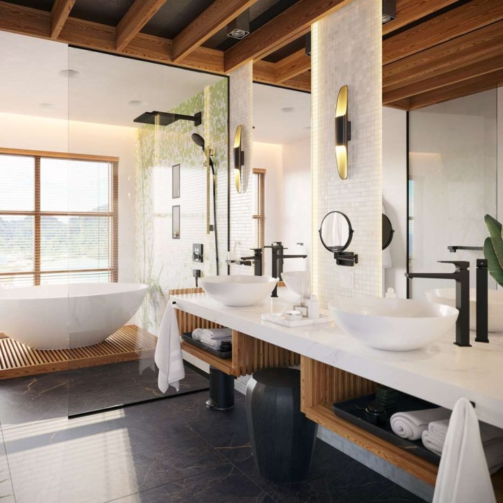 Hansgrohe AddStoris - Kozmetické nástenné zrkadlo, matná čierna 41791670