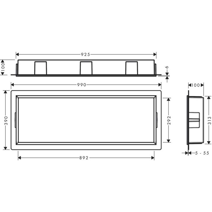 Hansgrohe XtraStoris Original - Výklenok do steny s rámom, 30x90x10 cm, matná čierna 56067670