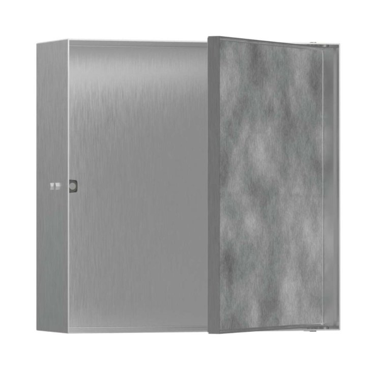 Hansgrohe XtraStoris Rock - Výklenok do steny, s dvierkami, 30x30x10 cm, kefovaná nerezová 56085800