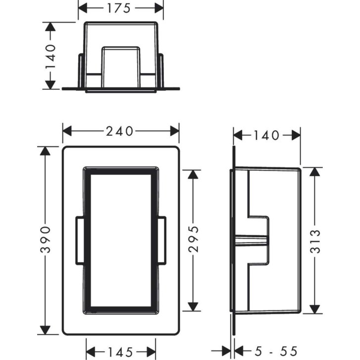 Hansgrohe XtraStoris Rock - Výklenok do steny, s dvierkami, 30x15x14 cm, matná čierna 56088670