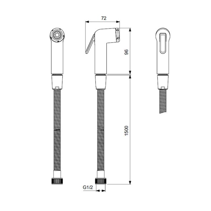 Ideal Standard Bidetta - Bidetová spŕška s hadicou 1500 mm, chróm BC180AA