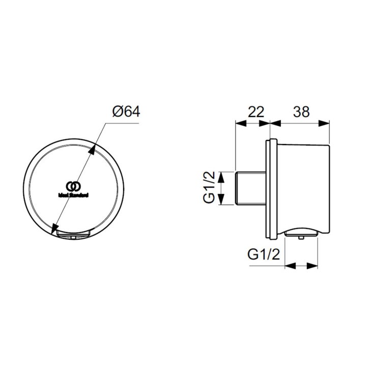 Ideal Standard Idealrain - Nástenné kolienko, čierna BC808XG