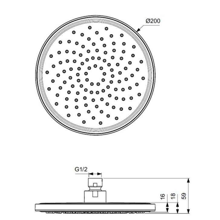 Ideal Standard Idealrain - Hlavová sprcha, priemer 20 cm, čierna BD140XG