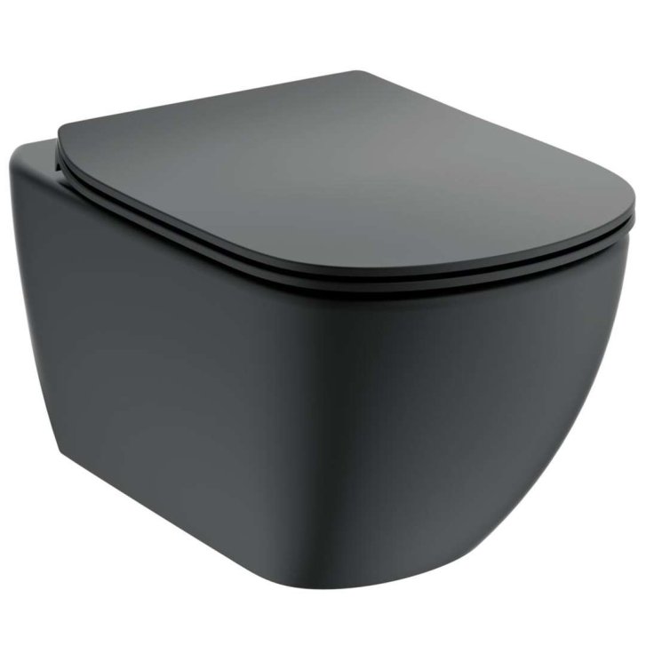 Ideal Standard Tesi - WC doska ultra plochá, SoftClose, čierna T3527V3