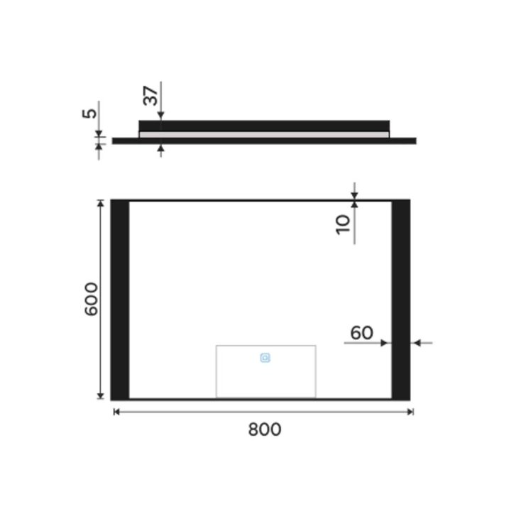 Nimco - Zrkadlo s LED osvetlením, 80x60 cm, dotykový senzor, hliník/čierna ZPC 41003V-90