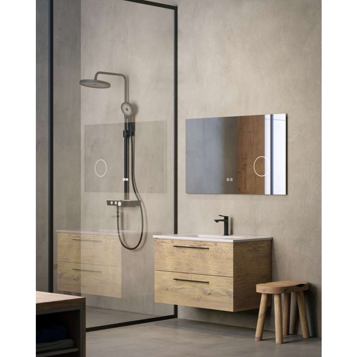 kielle Oudee - Sprchový set s termostatom, 26 cm, 3 prúdy, čierna/biela 20602004