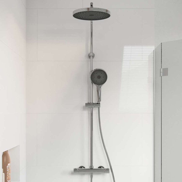 kielle Oudee - Sprchový set s termostatom, 26 cm, 3 prúdy, chróm 20602010