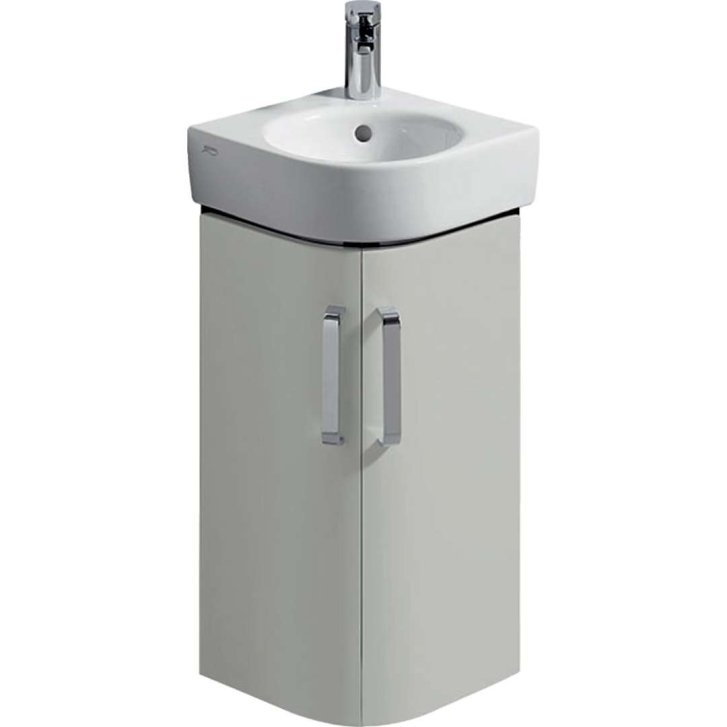 Geberit Selnova Compact - Umývadlová skrinka, 43x33x60 cm, 2 dvierka, lesklá sivá/matná sivá 501.483.00.1