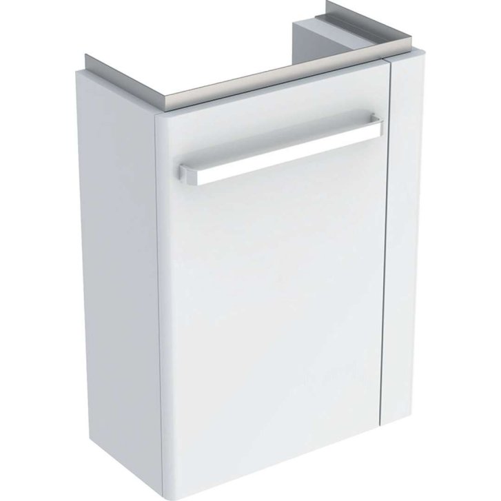 Geberit Selnova Compact - Umývadlová skrinka, 45x25x60 cm, 1 dvierka, pánty vľavo, lesklá biela/matná biela 501.498.00.1