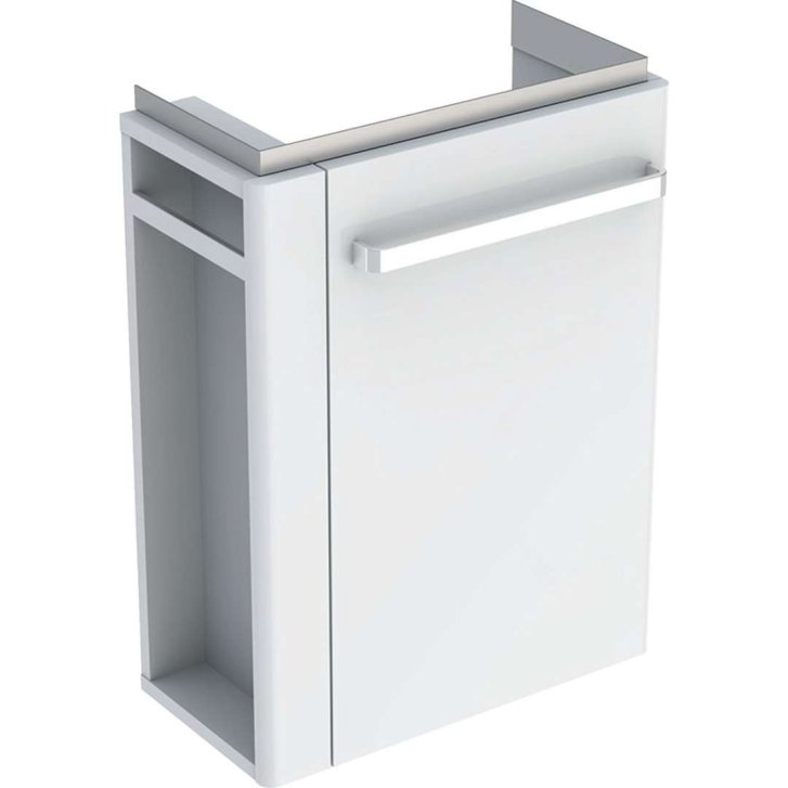 Geberit Selnova Compact - Umývadlová skrinka, 45x25x60 cm, 1 dvierka, pánty vpravo, lesklá biela/matná biela 501.496.00.1