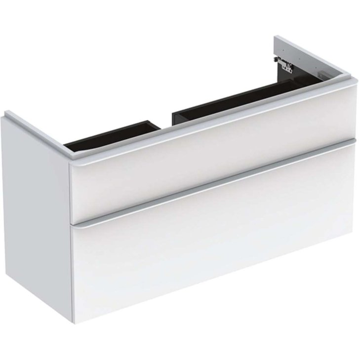 Geberit Smyle Square - Umývadlová skrinka, 118x47x62 cm, 2 zásuvky, lesklá biela/matná biela 500.355.00.1