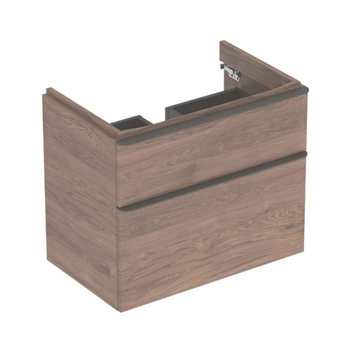 Geberit Smyle Square - Umývadlová skrinka, 73x47x62 cm, 2 zásuvky, orech/lávová 500.353.JR.1