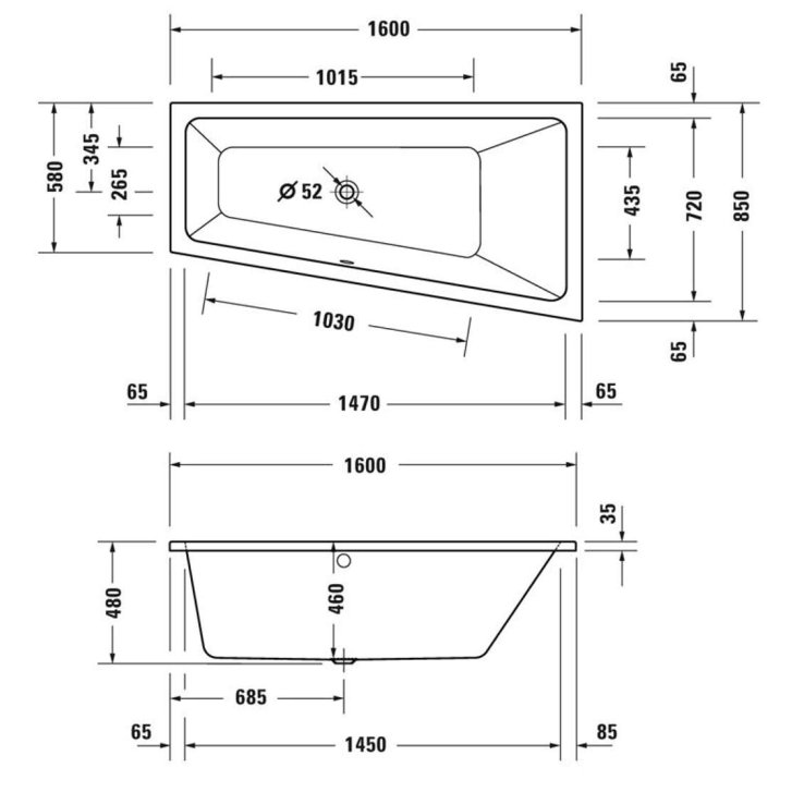 Duravit Duravit No.1 - Vaňa asymetrická, 160x85 cm, pravá, biela 700507000000000