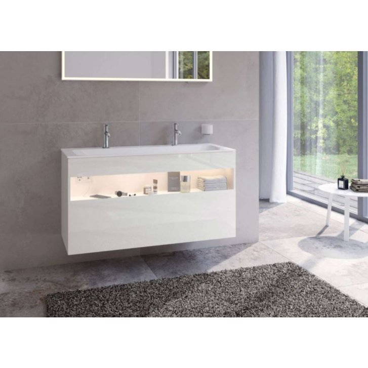 Keuco Stageline - Umývadlová skrinka, 120x63x49 cm, s osvetlením a USB, biela 32882300100