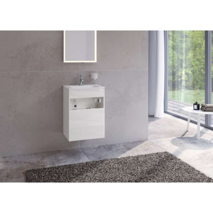 Keuco Stageline - Umývadlová skrinka, 46x63x38 cm, 1 dvierka, pánty vpravo, biela 32822300002