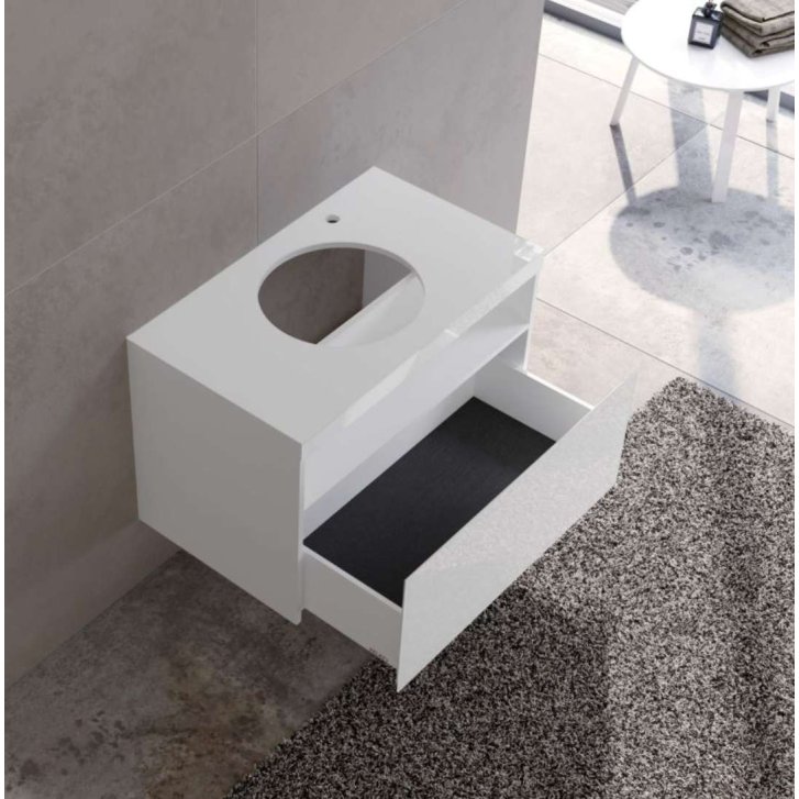 Keuco Stageline - Umývadlová skrinka, 65x55x49 cm, s výrezom na umývadlo a batériu vpravo, biela 32855300000