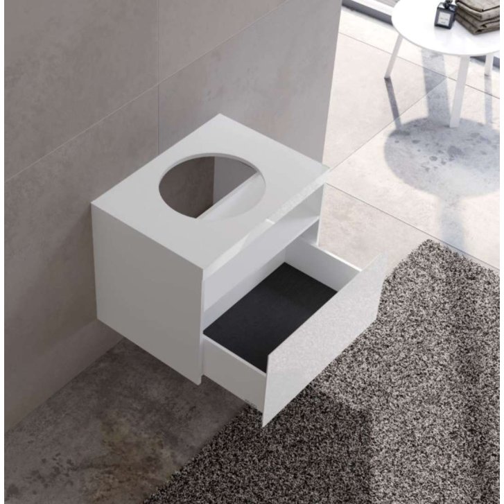 Keuco Stageline - Umývadlová skrinka, 65x55x49 cm, s výrezom na umývadlo, s osvetlením a USB, biela 32853300100