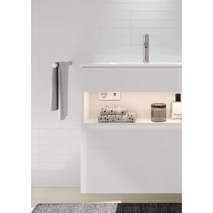 Keuco Stageline - Umývadlová skrinka, 65x63x49 cm, s osvetlením a USB, biela 32852300100